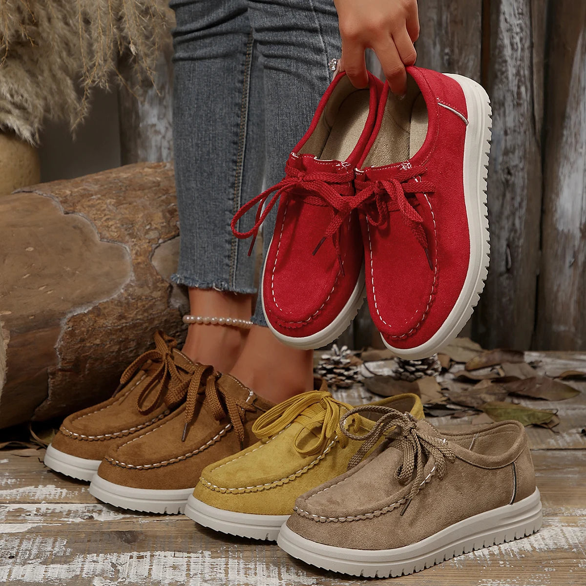 Women's Sports Shoes 2025 Spring Autumn Fashion Platform Sneakers Lace-up Round Toe Casual Comfortable Women's Shoes