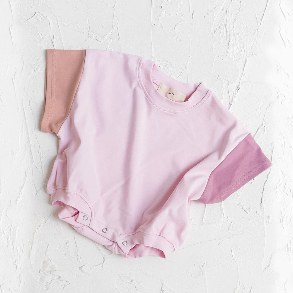 New Summer Cotton Toddler Short Sleeve T shirt And Shorts Set Baby Boys Girls Clothes Stitching Color Casual Tops Outfits 2PCS