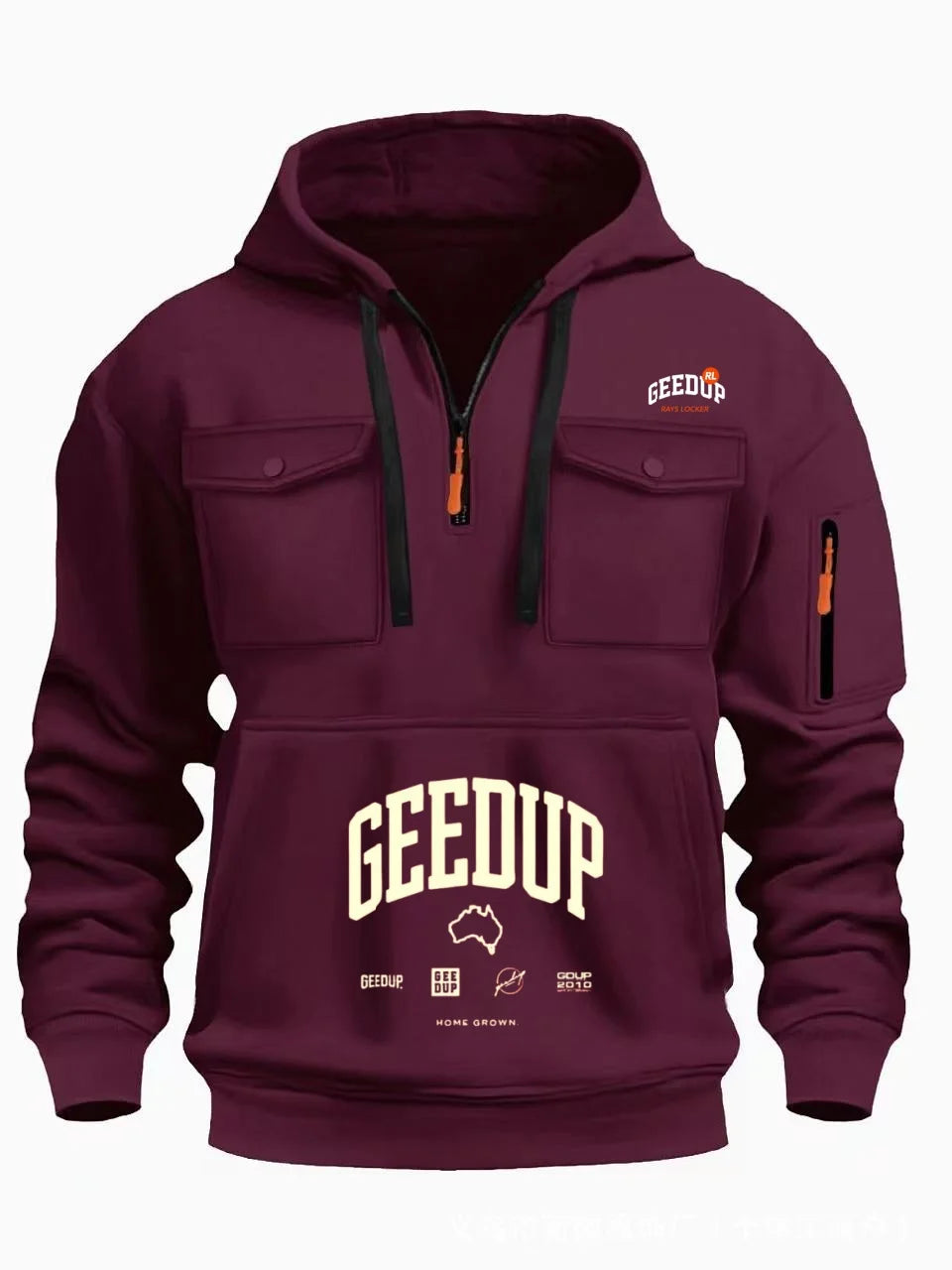 Men's Fashion Hoodie 2025 Spring Autumn Casual Sporty Style Trendy Embossed Design with Pocket Versatile Hooded Sweatshirt