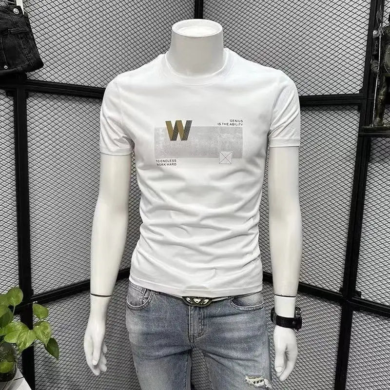 Summer Men's Clothing Luxury Designer 100℅ Cotton Streetwear Letter Printed Casual Cotton Tees Men's O-Neck Short Sleeve T-Shirt