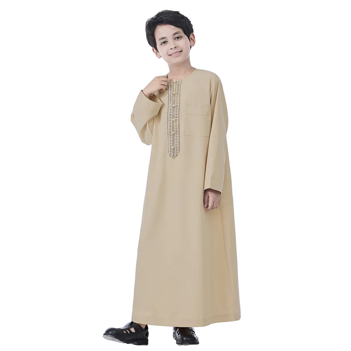 Muslim Boys Robe Gown Saudi Djellaba Pocket Arabia Abaya Kaftan Jubba Thobe Islam Eid Ramadan Djellaba Morocco Caftan Abayas