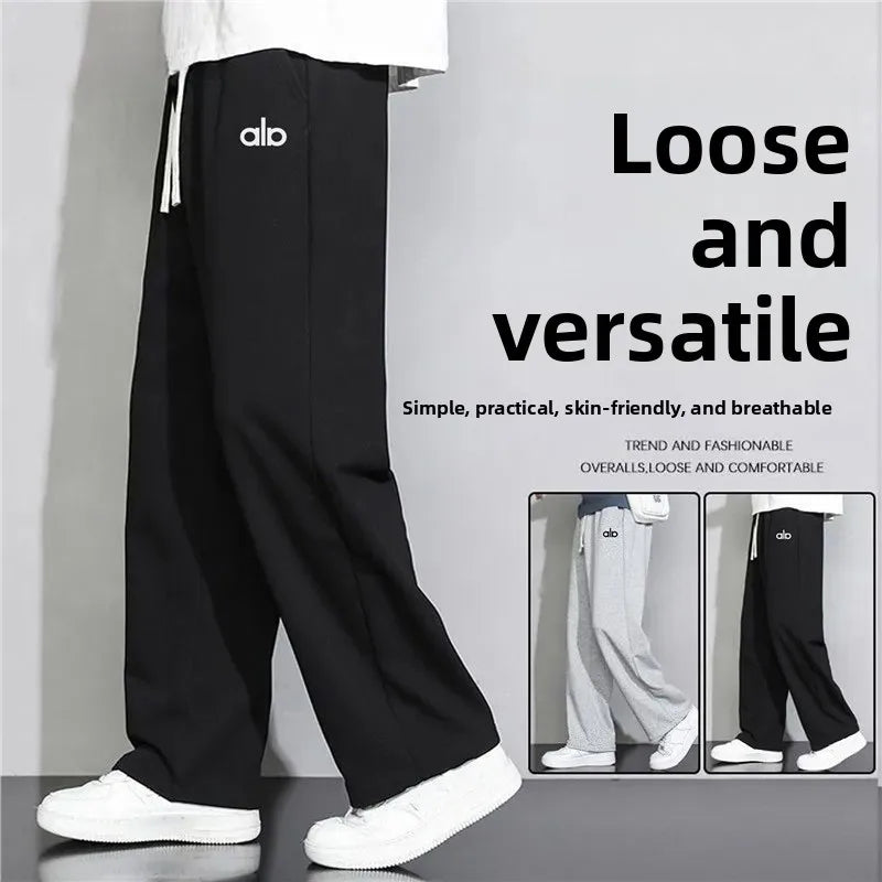 Spring Autumn Loose Wide Leg Thin Straight Leg Sweatpants Trendy Casual Sports Winter Grey Long Pants for Men And Children