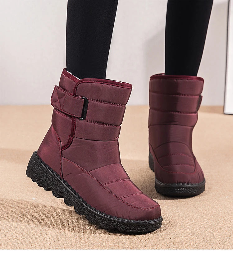 Boots Woman 2025 Winter Boots Women Low Heels Snow Boots With Fur Warm Footwear Winter Shoes Woman Luxury Middle Botas Mujer