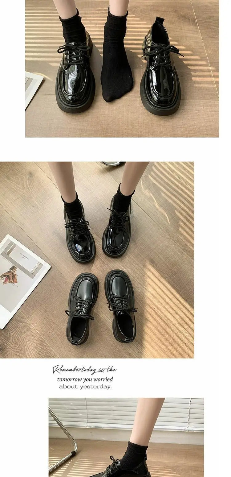 Women's Shoes Platform Round Toe British Style All-Match Oxfords Casual Female Sneakers Shallow Mouth Flats Autumn Loafers With