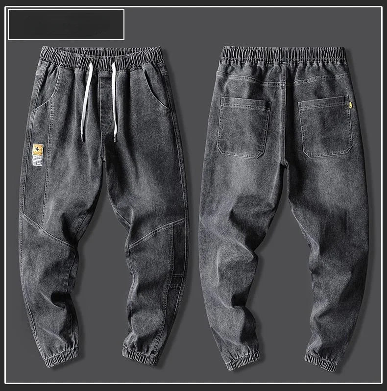2023New Men's jeans Winter Fleece Jeans Thick Warm Denim Pants Men Streetwear Black Joggers Harem Jean Thermal Trousers
