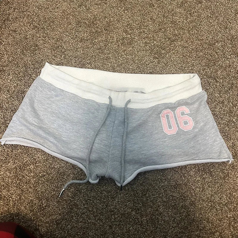 Y2K Casual low-rise Summer shorts for women Sporty style shorts Embroidered monogram print tight hot pants Kawaii Streetwear emo