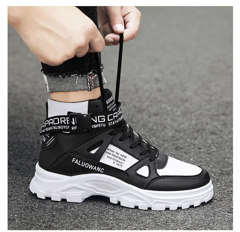 Trendy Men's Short Boots Autumn Winter Fashionable Lightweight Comfortable Anti Slip Flat Shoes Basketball Sports Casual Shoes