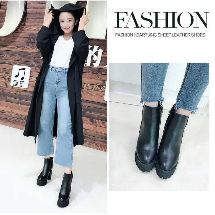 Super High Heel Boots High Heel Shoes Thick Heel Short Boots Autumn Winter 2025New Waterproof Platform Single Boot Women Boots