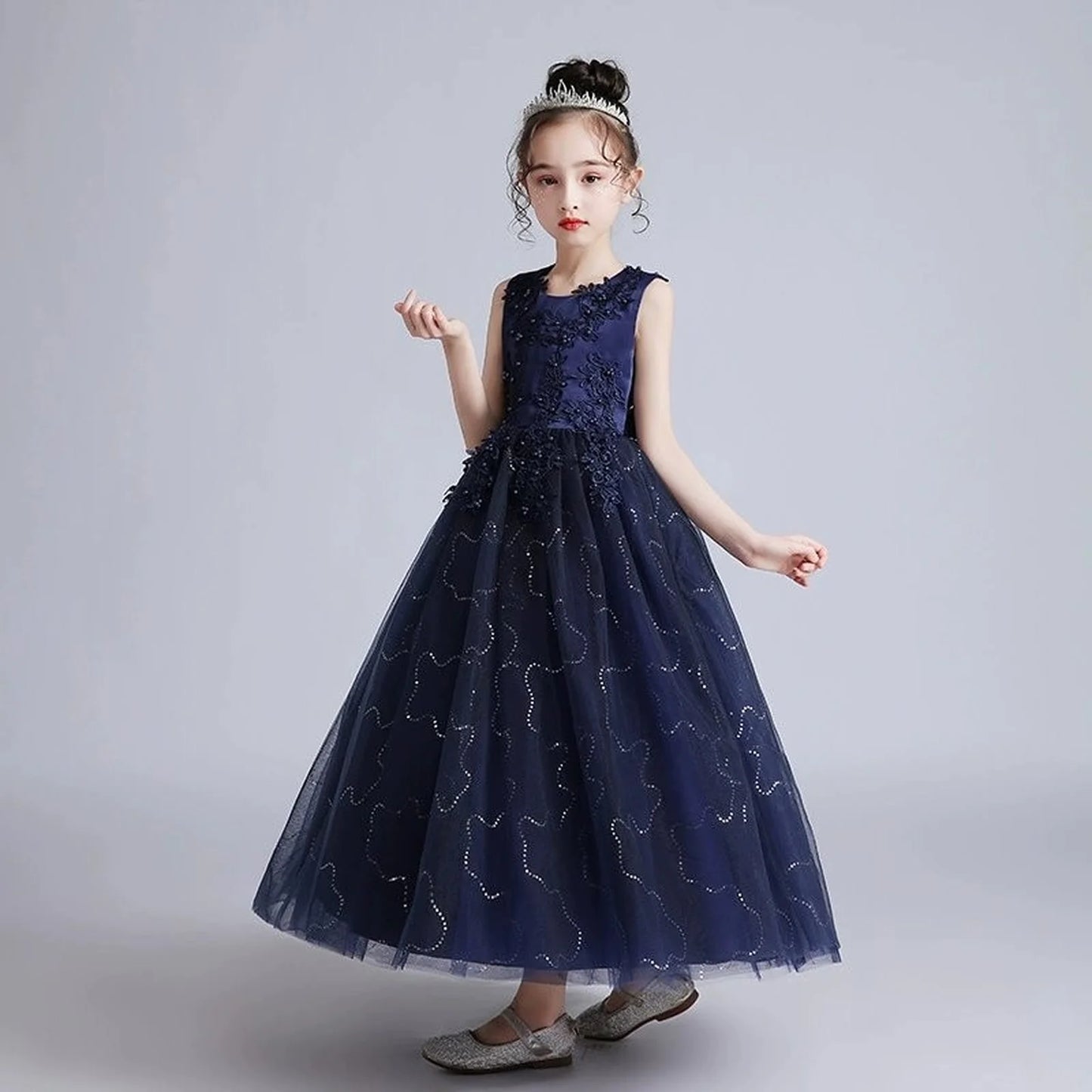 Kids Dresses For Girls Lace Dress Gown Princess Clothes Children Formal Evening Party Flower Girls Wedding Vestidois