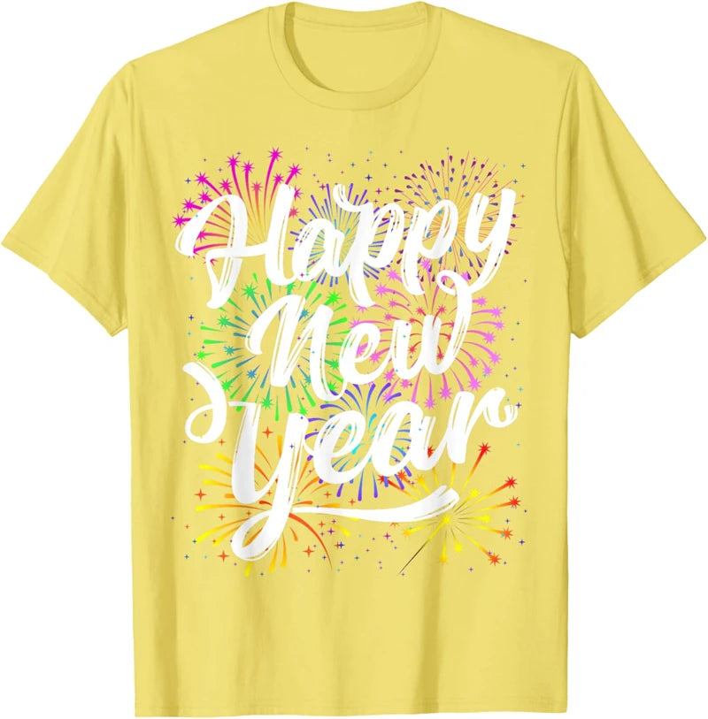 2025 Happy New Year T Shirt Fashion Simple Alphabets Short Sleeve Men Women 3D Printed T-shirt Casual Crew Neck Oversized Tees