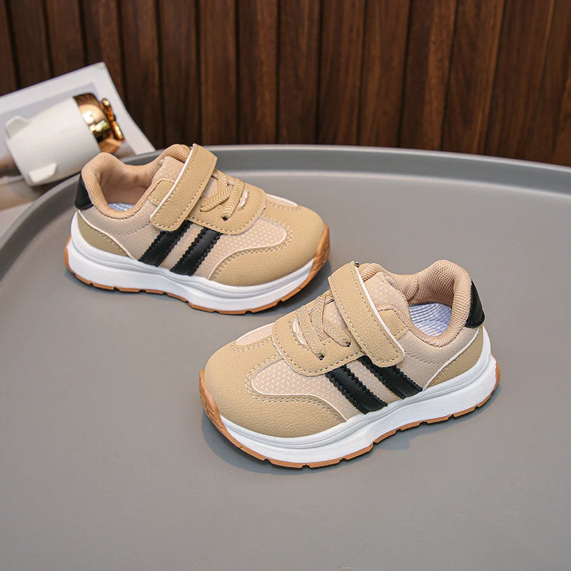 Children's Sneakers 0-8 Years Old Blue Leather Boys Girls Single Shoes Four Seasons Models Soft Non-slip Kids Walking Shoes