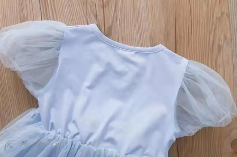 New Disney Girls DressShort Sleeve Kids Clothes  Princess Dresses Frozen Elsa Party Baby Dresses for Children Clothing