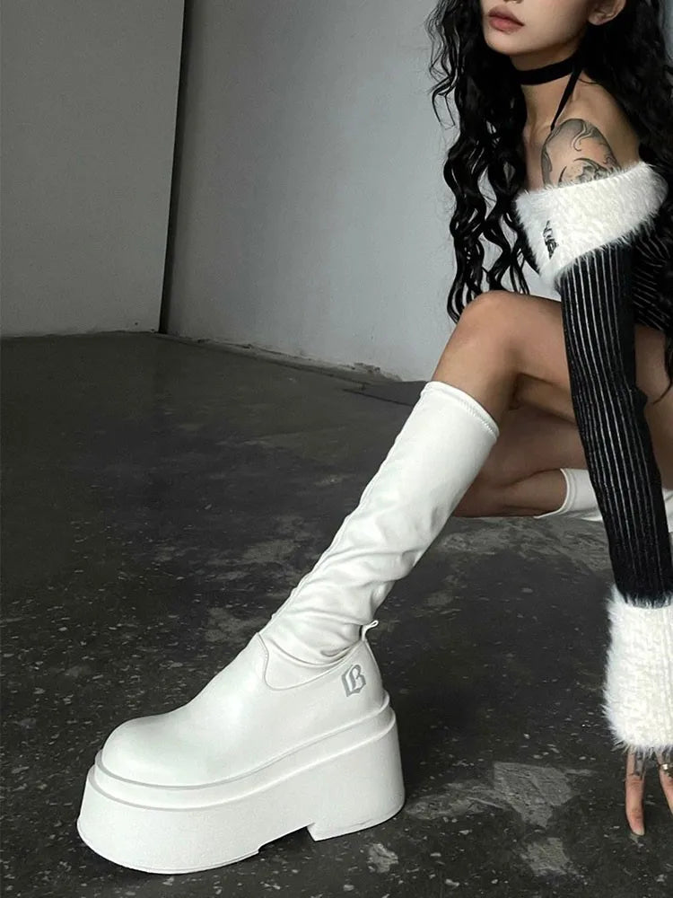Brand New Gothic Style Sexy Elegant Chunky Platform Women Ankle Boots Big Size 43 Walking Comfy Woman Shoes  Platform Shoes