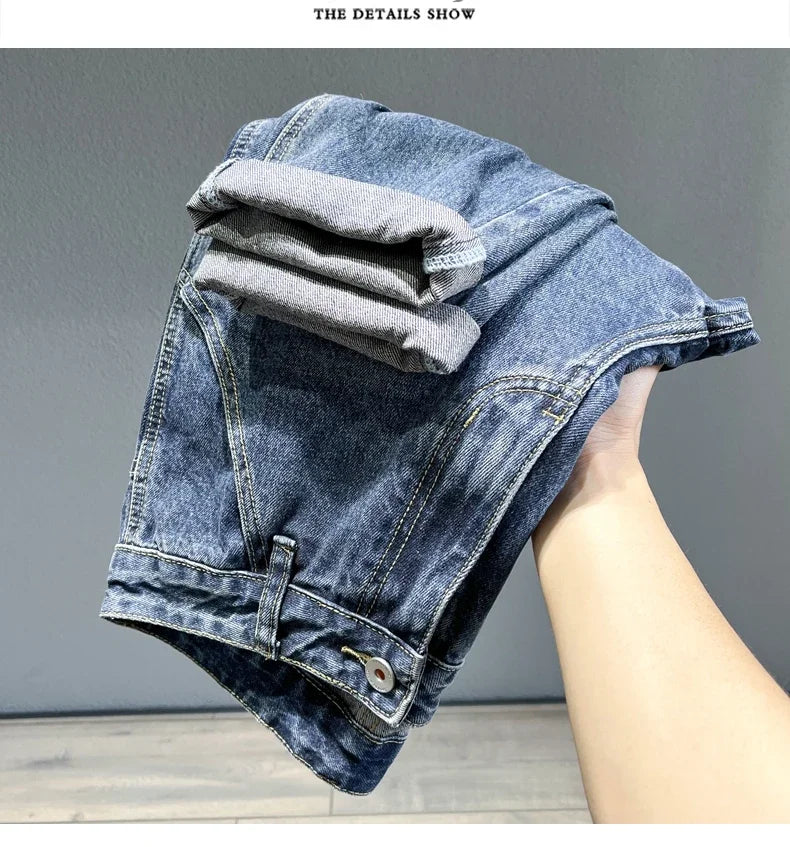 Men's Tapered Jeans Fashion Streetwear Casual Pants Personality Vintage Blue Denim Trousers Hip Hop High Quality Male Clothes