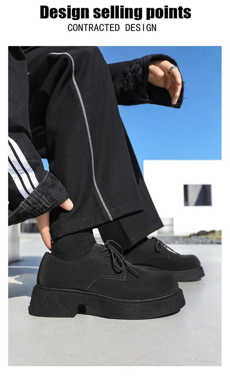 Classic British-Style Round-Toe Leather Shoes Non-Slip Comfortable Casual Dress Shoes Solid-Color Footwear for Youth Streetwear