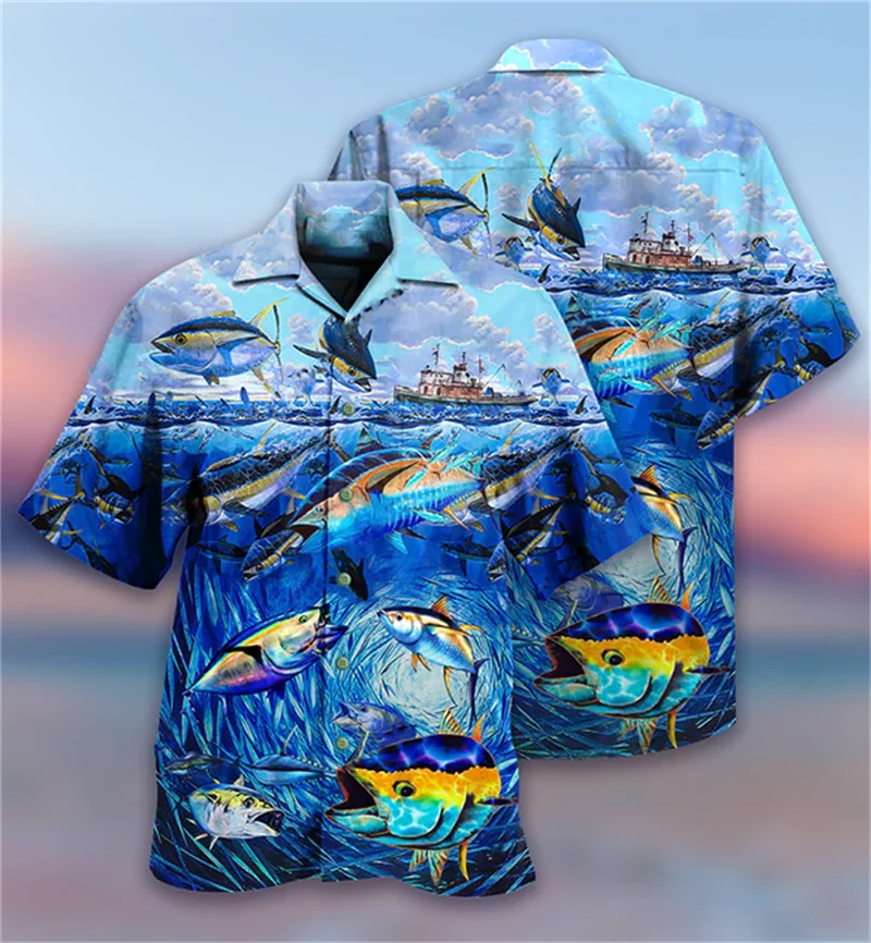 Hawaiian shirt Animal Dragon 3D shirt Summer loose breathable men's short sleeved shirt 3D printed Cuban collar men's clothing