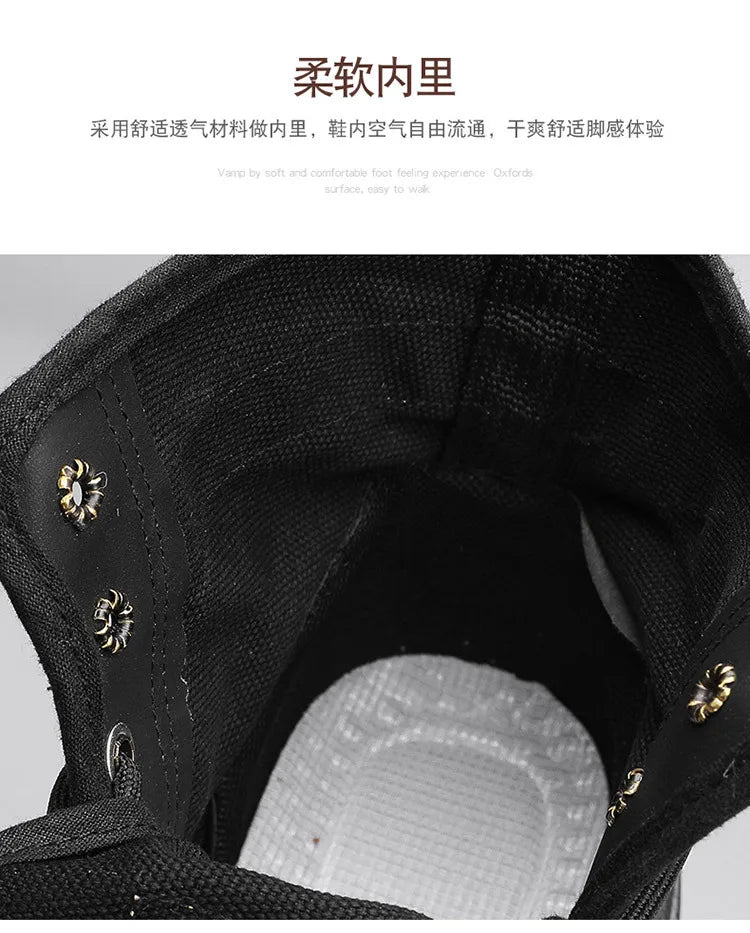 Boots Men's Shoes  Autumn and Winter Breathable High-top Boots Heightened Thick-soled All Match Canvas Casual Shoes Mens Boots