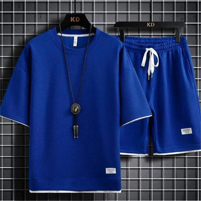 Casual Short Sleeve Sportswear Set for Men Summer Large Size Teenagers T-Shirt And Shorts Combo Comfortable Breathable Men's Out