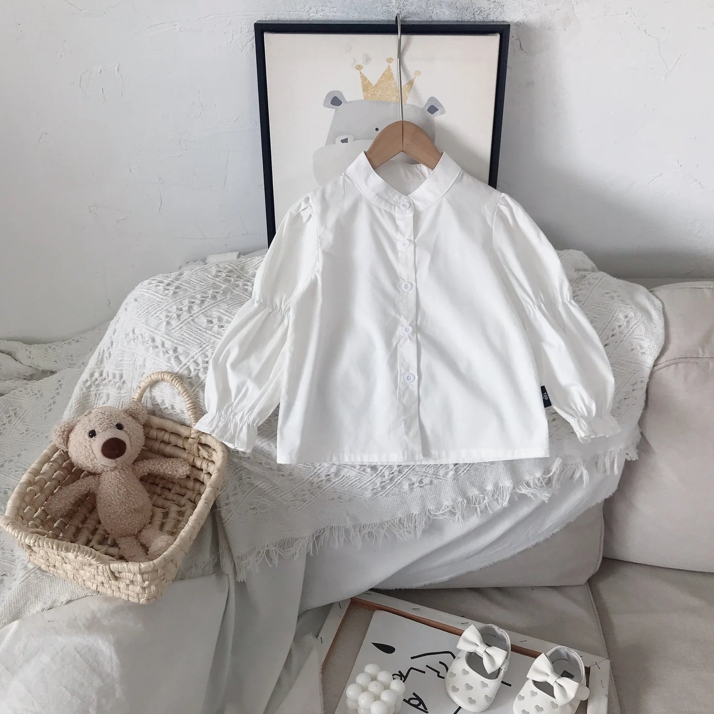 Kids School Dress White 2025 Autumn New Children Long Sleeve Blouse and School Sundress  for 2 To 8 Years Old Girls Clothes Suit