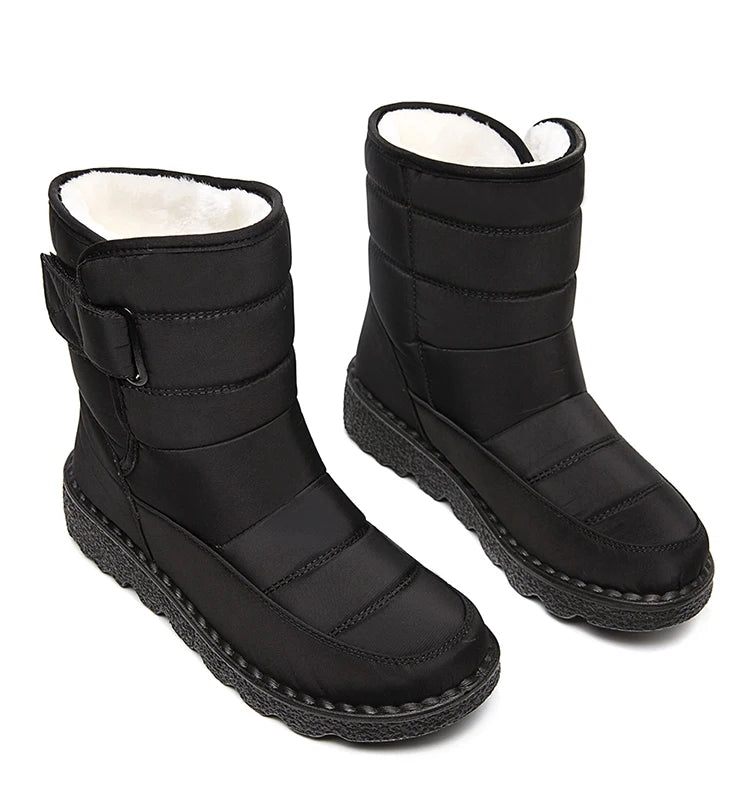 Boots Woman 2025 Winter Boots Women Low Heels Snow Boots With Fur Warm Footwear Winter Shoes Woman Luxury Middle Botas Mujer