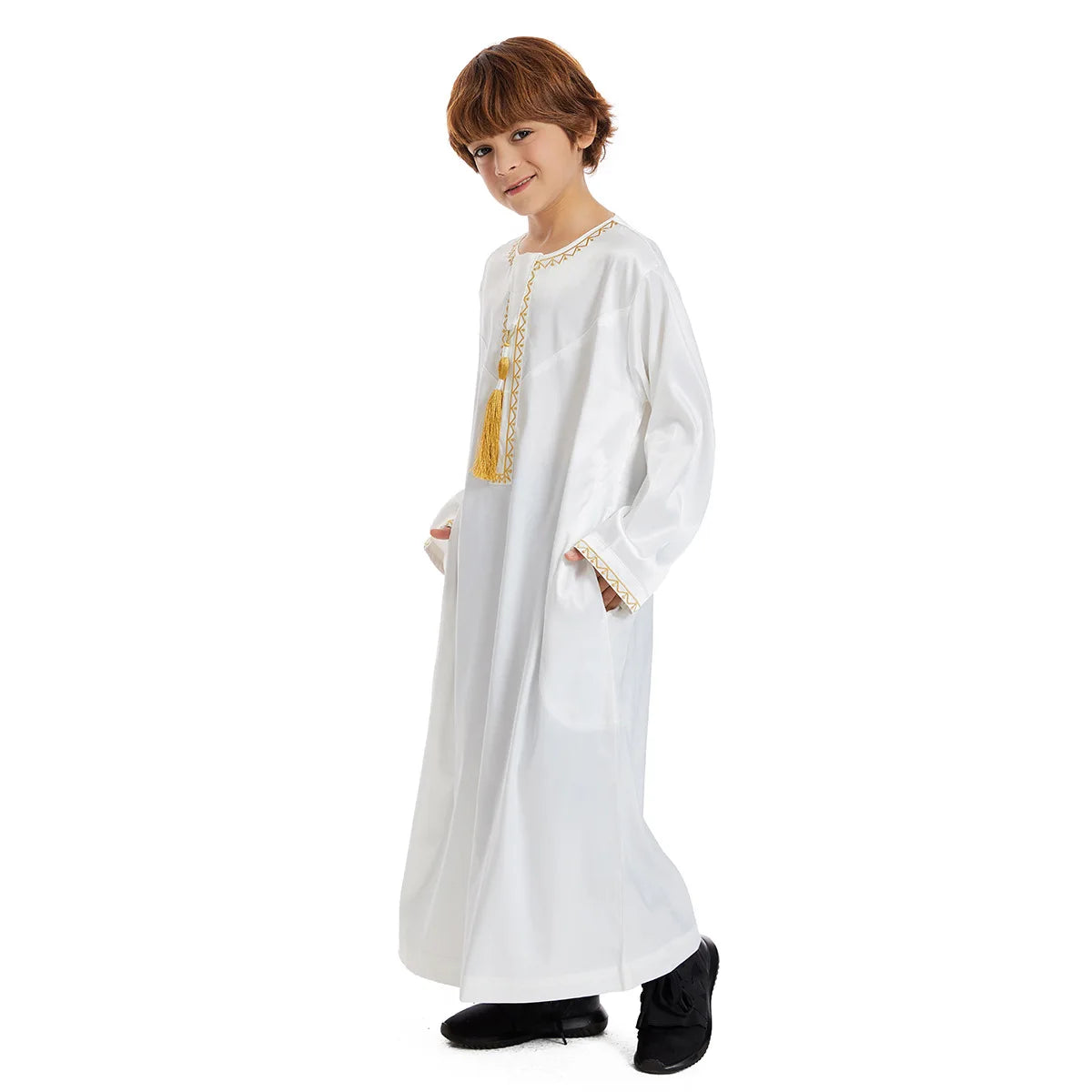 Eid Muslim Children Abaya Ramadan Jubba Prayer Thobe Boy Kids Abayas Islam Long Robe Gown Kaftan Dubai Arab Tassel Dishdasha