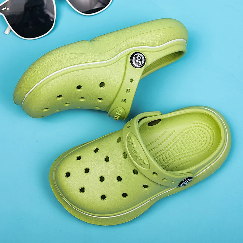 Children Sandals Anti Skid Clogs Boys Girls Summer Hole Water Toddler Shoes Baby Mules Rubber Kids Garden Beach Flats Slippers