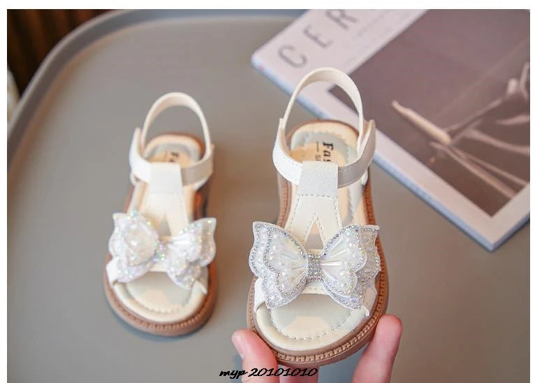 Kids Sandals Girls Shoes Summer New Arrival Beach Shoes with Slip-Resistant Soles Princess Style Sweet Exquisite 23-36 Size