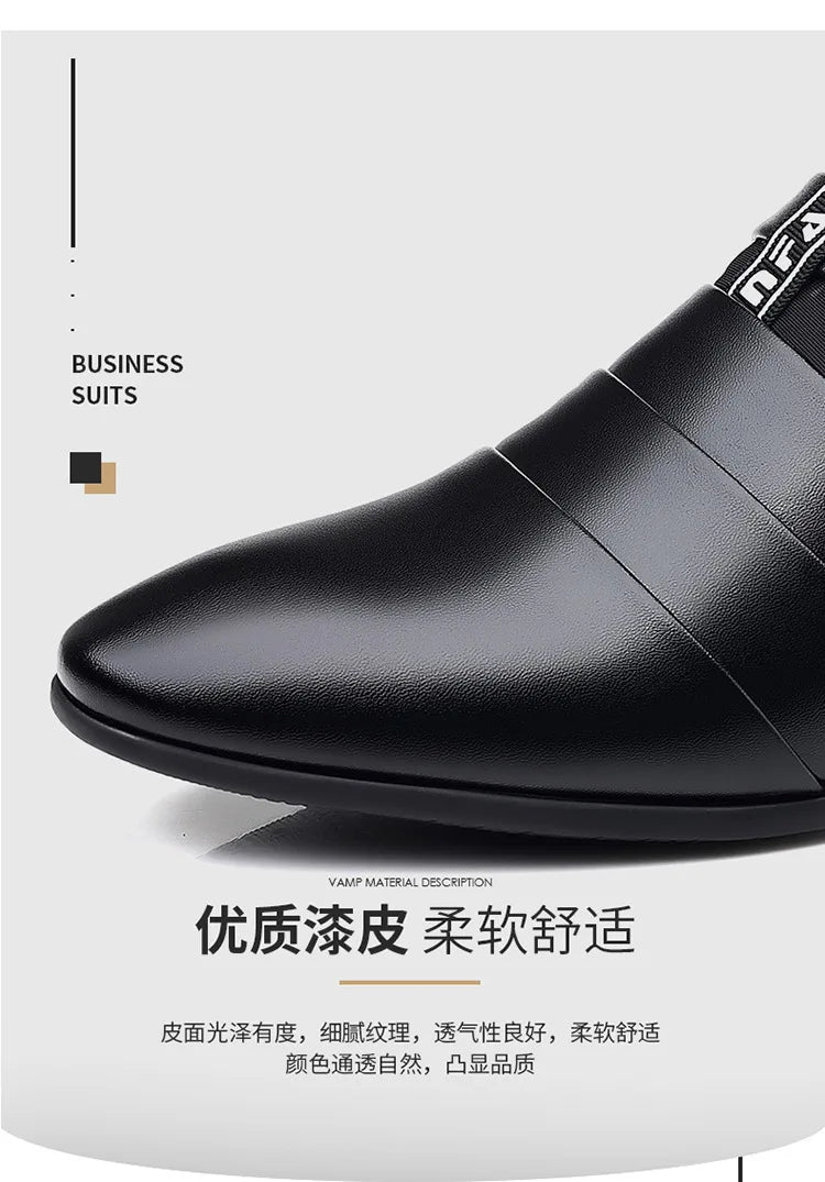Classic Leather Shoes for Men Slip on Pointed Toe Oxfords Formal Wedding Party Office Business Casual Dress Shoes for Male2023