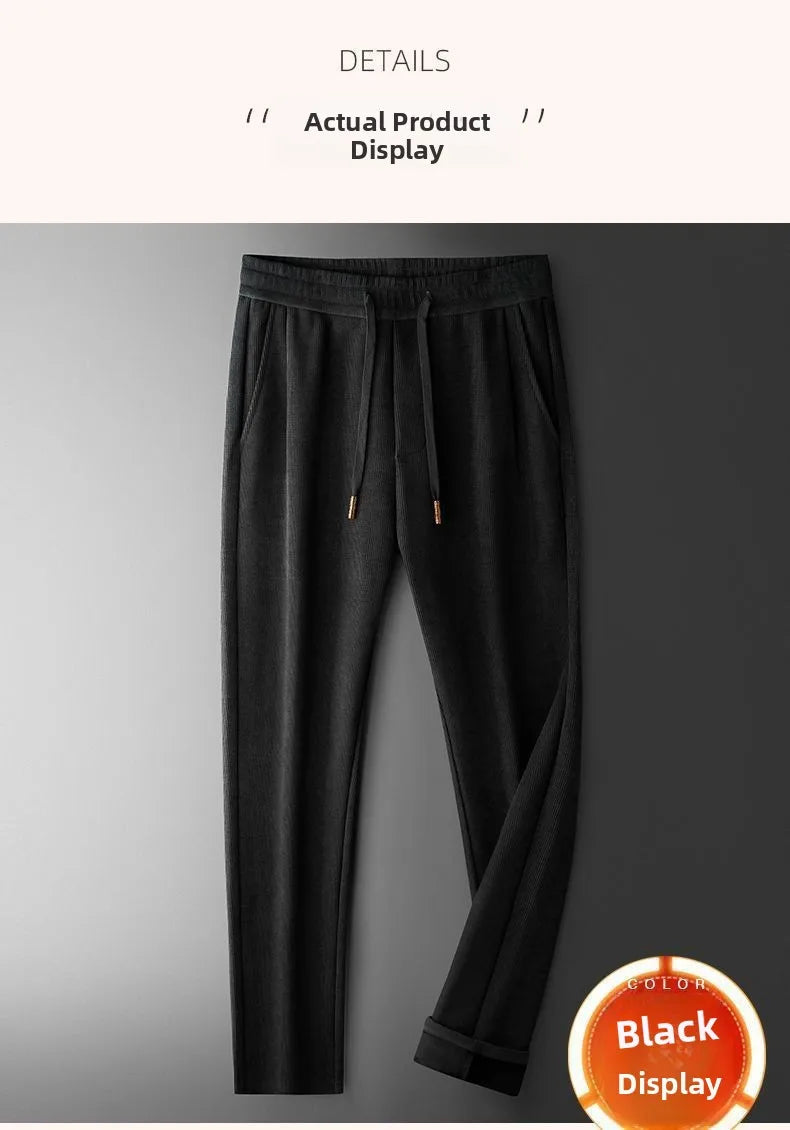 Men's Loose Straight Leg Fleece Lined Thickened Warm Casual Pants Autumn Winter Dad Pants Comfortable Polyester Fiber