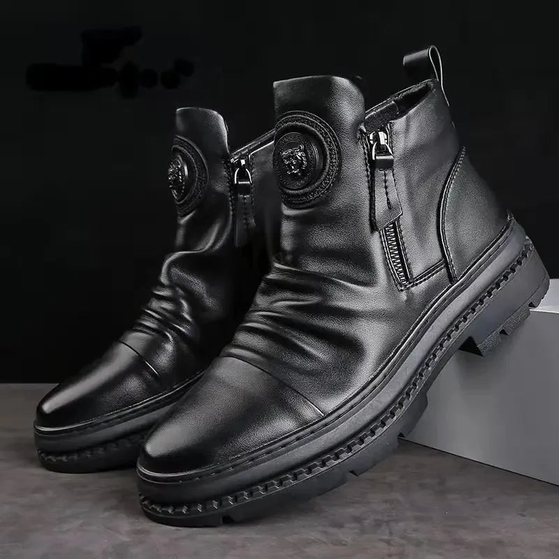 2025 New British Style Men's Short Boots Chelsea Boots for Men Business Men Dress Shoes Casual High-top Boot Men Platform Boots