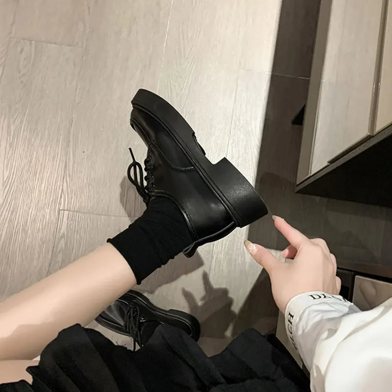 Women's Shoes Platform Round Toe British Style All-Match Oxfords Casual Female Sneakers Shallow Mouth Flats Autumn Loafers With