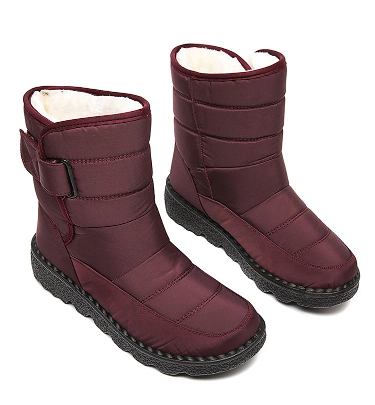 Boots Woman 2025 Winter Boots Women Low Heels Snow Boots With Fur Warm Footwear Winter Shoes Woman Luxury Middle Botas Mujer