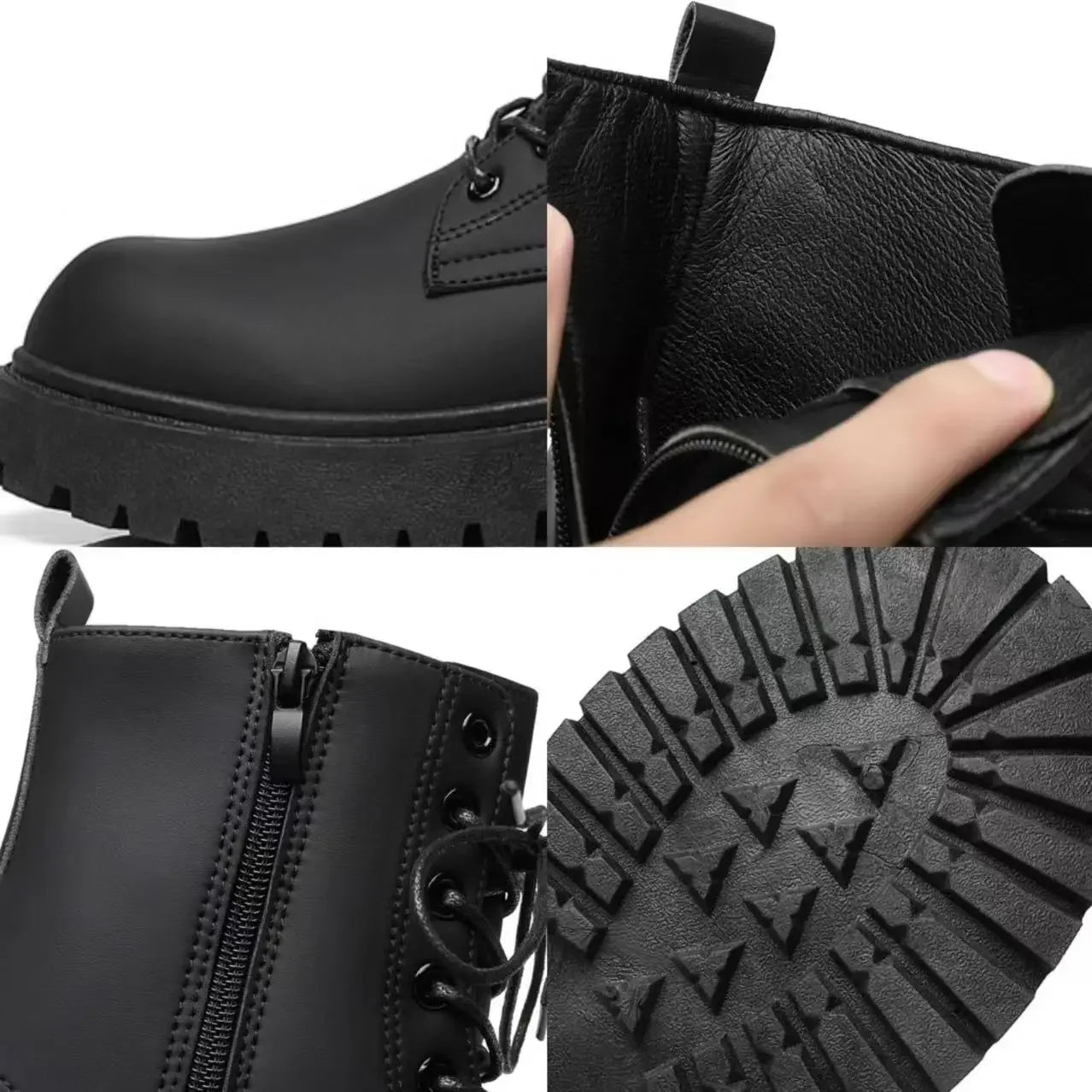 Boots for Men High Quality Casual Leather Boots Fashion Outdoor High Top Booties Black Men's Ankle Boots Fashion Motorcycle Boot