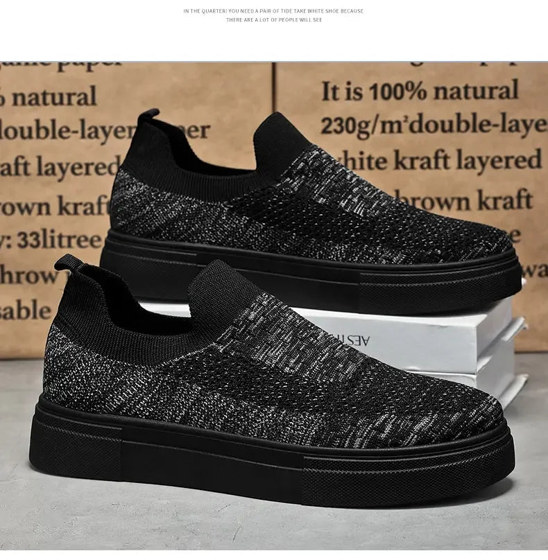 Men's Casual Shoes with Simple Mesh Design Flat Low-top Spring and Summer Shallow-mouthed Wearing Style Versatile Walking Shoes