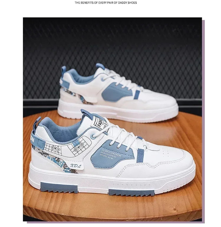 Men's shoes 2025 summer new breathable white shoes men's trendy and versatile thick soled sports board shoes trendy shoes