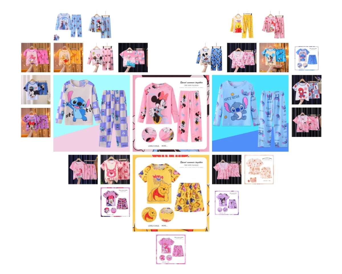 2pcs/set New Stitch Children Cartoon Pyjamas for Boys and Girls pajamas Sets Kid Home Wear Travel Casual Sleepwear Suit nightgow