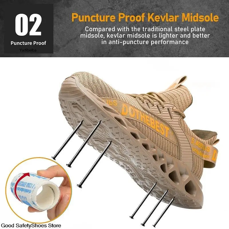 Safety Shoes Men For Work Sneakers Women Men Steel Toe Work Shoes Security Protective Shoes Lightweight Anti-Smash Anti-Puncture
