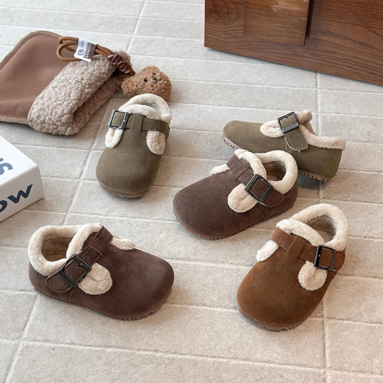 Children's Cotton Shoes Old Yellow Padded Thickened Boys Girls Bir Casual Shoes Khaki Soft Non-slip Kids ken Fashion Boots