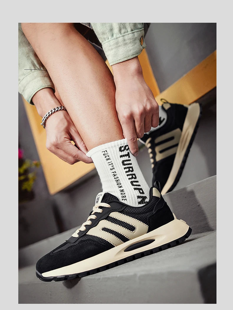 Men's shoes with a high-end feel, 2025 new trendy brand, spring and autumn season, teenage student sports running shoes, stylish