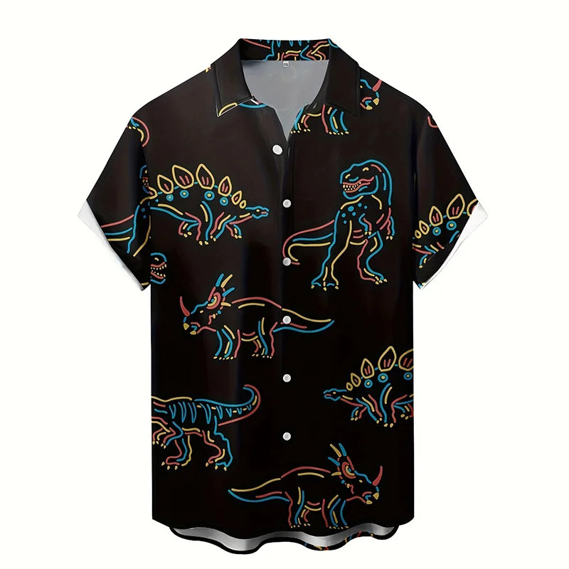 New 3D Dinosaur Printing Shirts for Men Plants Mushroom Graphic Shirts for Women Children Fashion Hawaiian Top Shorts & Blouses
