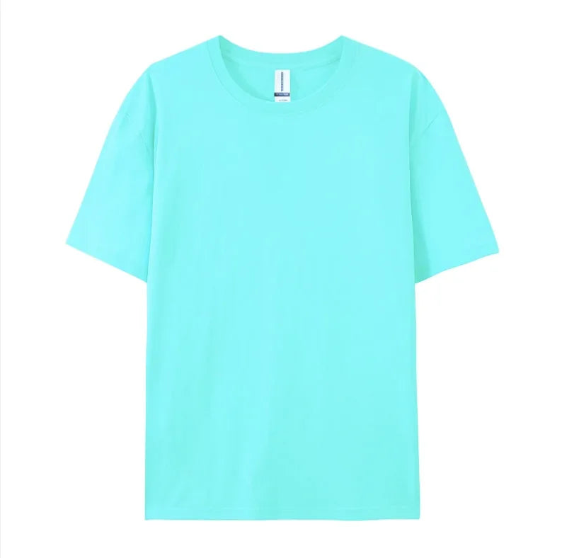 180g Solid Color 100% Cotton Men T Shirt Hip-Hop Cotton T-shirt O-neck Summer Male Causal Tshirts Fashion Loose Tees SD0021