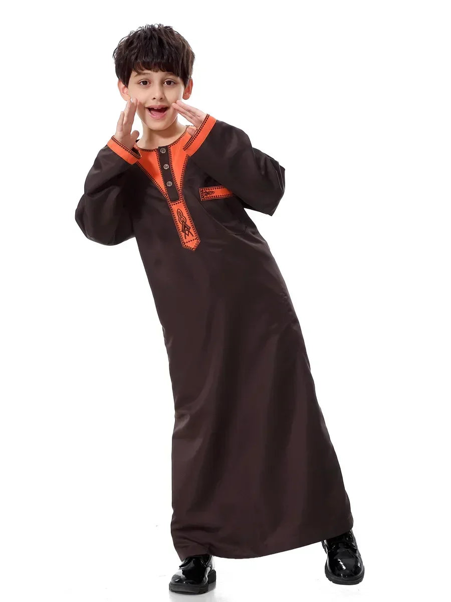 Eid Muslim Kids Abaya Jubba Thobe Dress Kimono Boy Thobe Thawb Caftan for Children Ramadan Long Robes Dress Dubai Arab 2026
