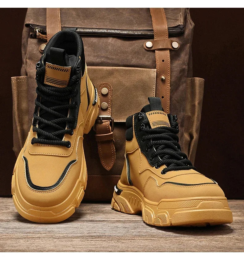 2025 autumn new breathable work boots for men, anti slip, wear-resistant, safety shoes, casual and comfortable sports shoes