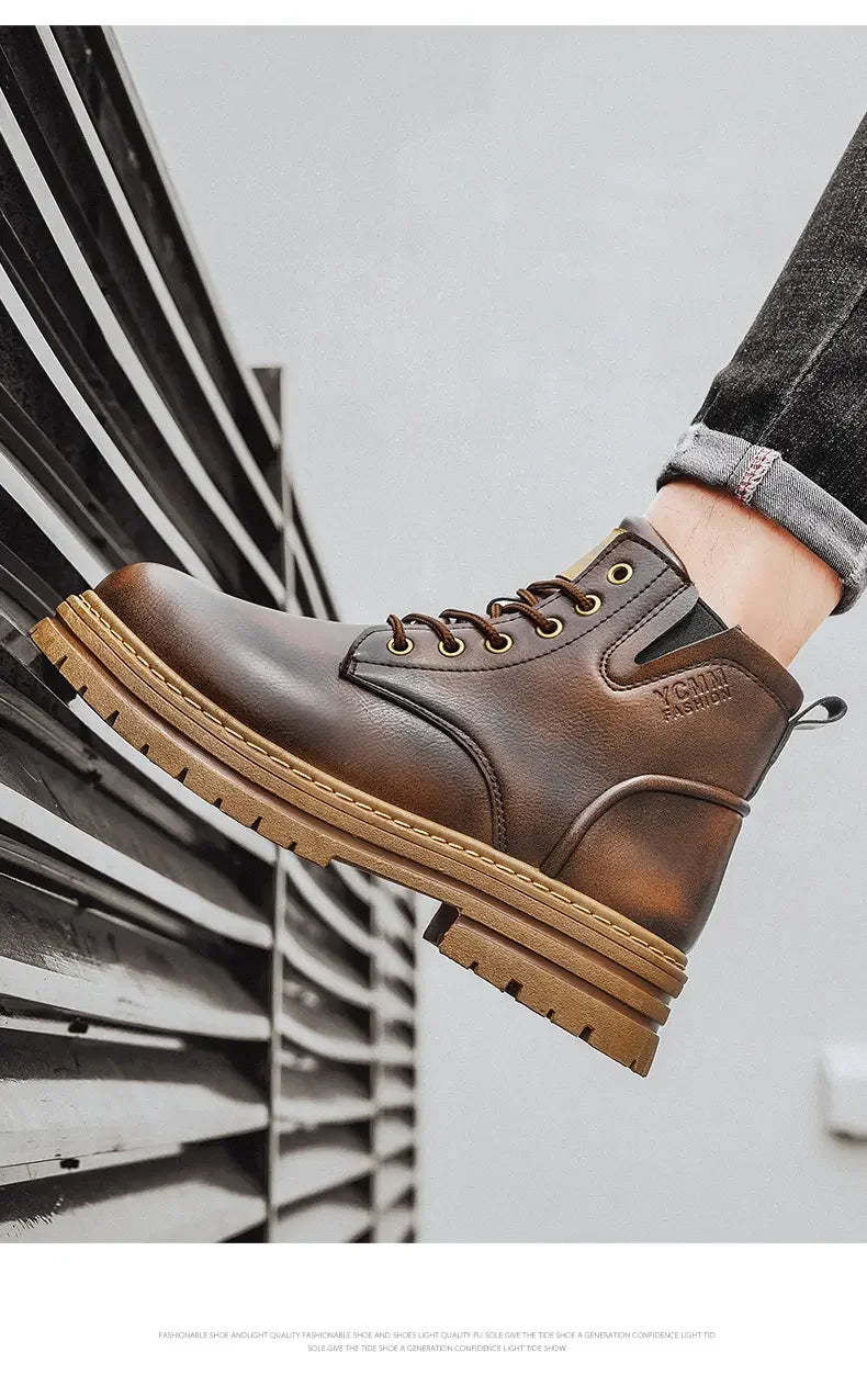 Boots Men All Season Outdoor Work Shoes Anti Slip and Comfortable Black Ankle  Boots Fashionable British Casual Denim Boots 2025