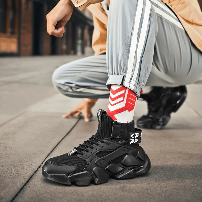 Shoes for Men New High-top Beige Men Sneakers Chunky Men Shoes Heighten Fashion Casual Plus Size Damping Tennis Shoes Zapatillas