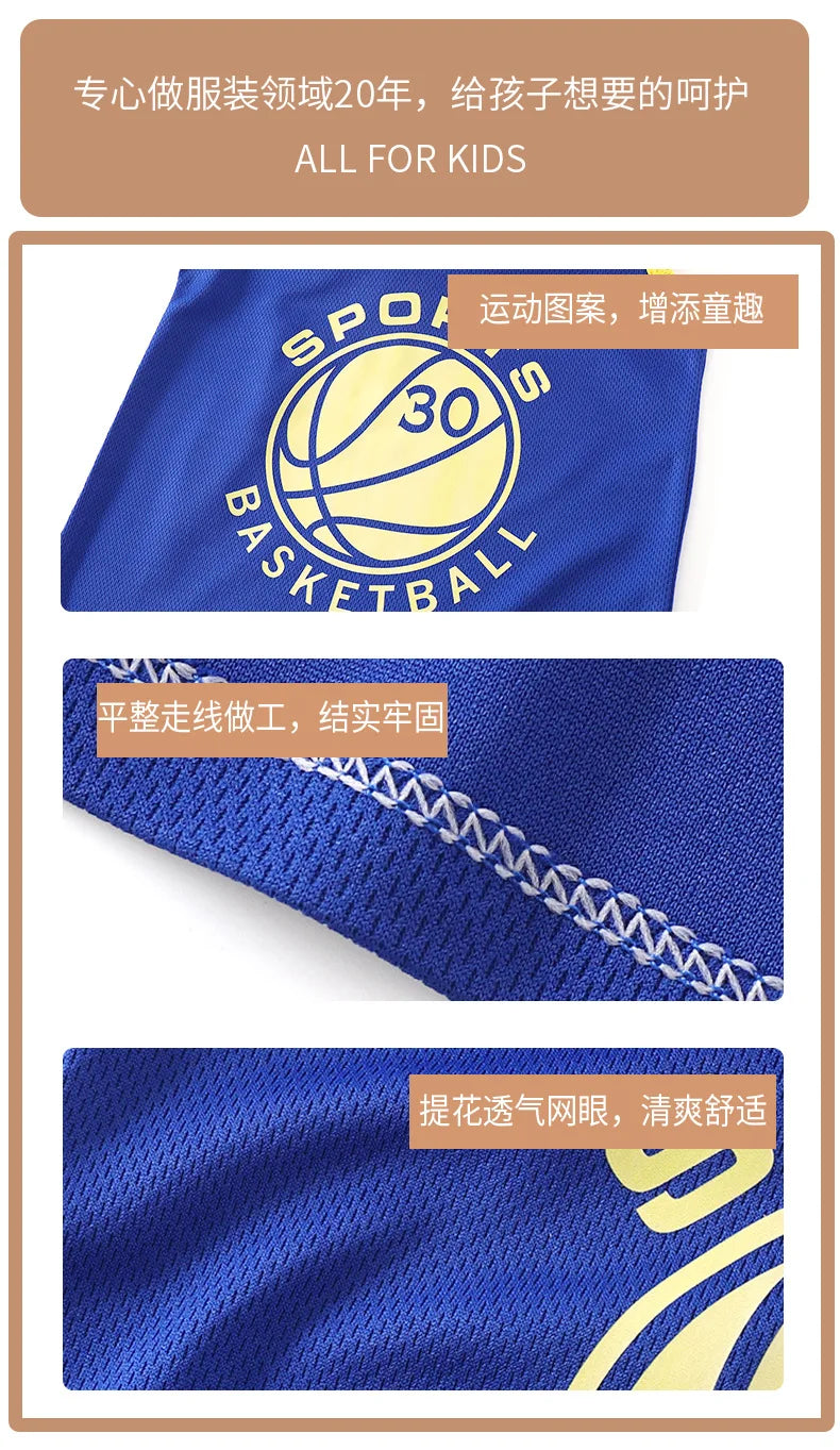 Kids Sports Set for Boys and Girls Baby Basketball Jersey Summer Mesh Tank Top Shorts Quick Dry Set Summer Sportswear