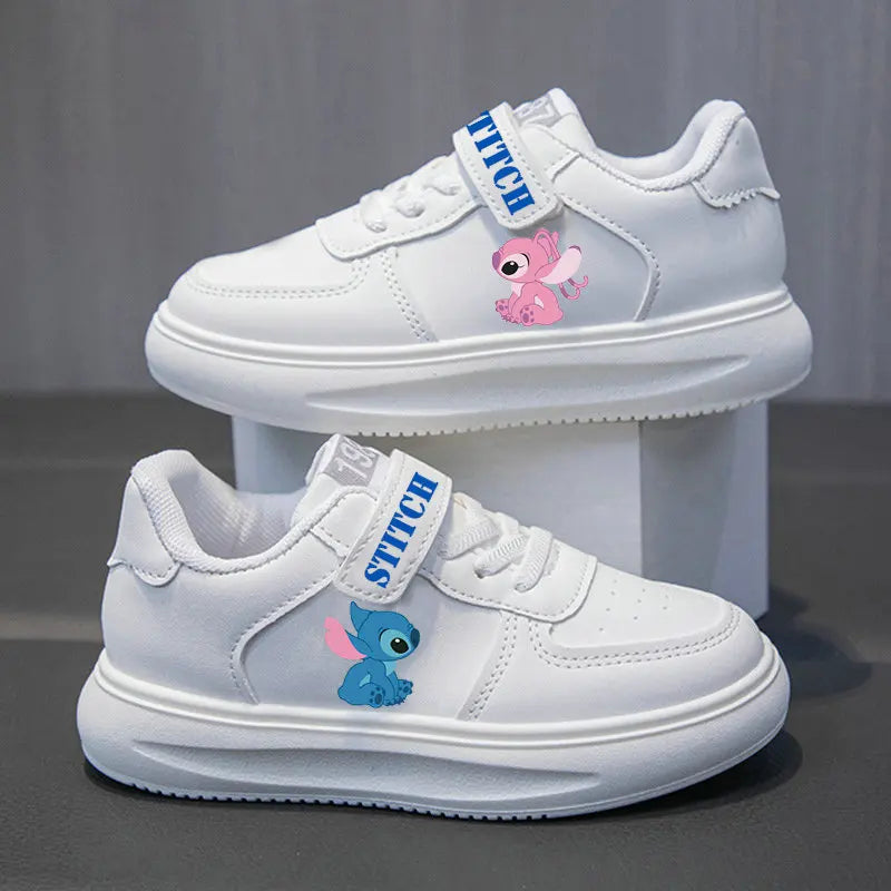 Stitch Children's casual shoes Girls' Sneakers boys White student shoes Cartoon cute Solid sole Kids Running sports shoes 26-37