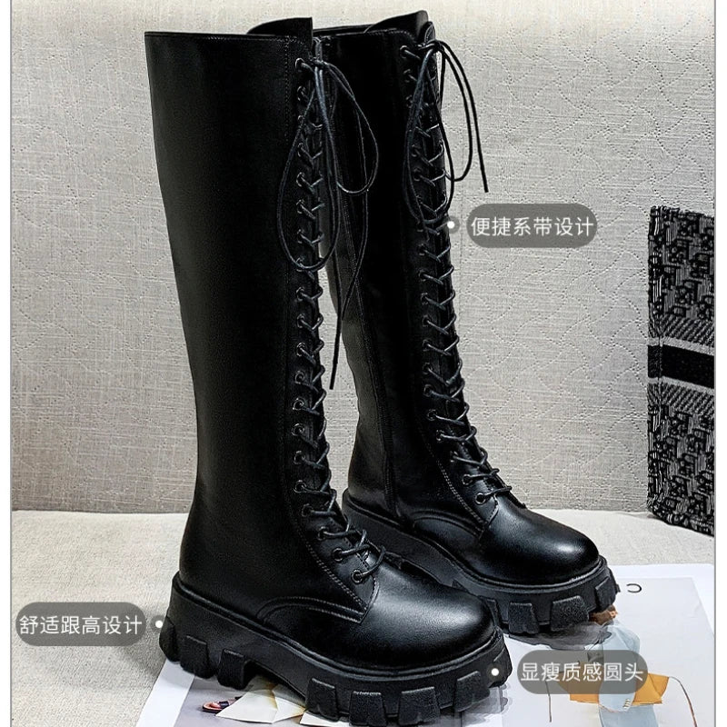 High Boots for Women 2025 New Women's Boots Fashion Womens Casual Shoes Wear-resistant Non-slip Women Platform Shoes Botas Mujer