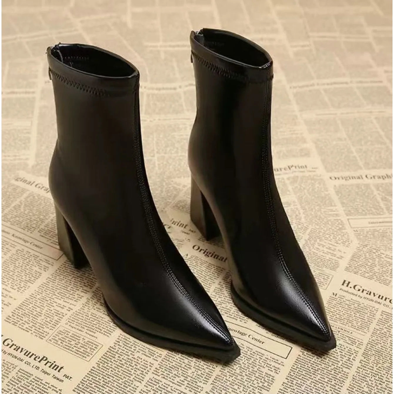 Women Elegant Outdoor Fashion Pointed Toe Boots New Retro Comfortable Ankle Boots High Heels Dress Shoes Women Zapatos De Mujer