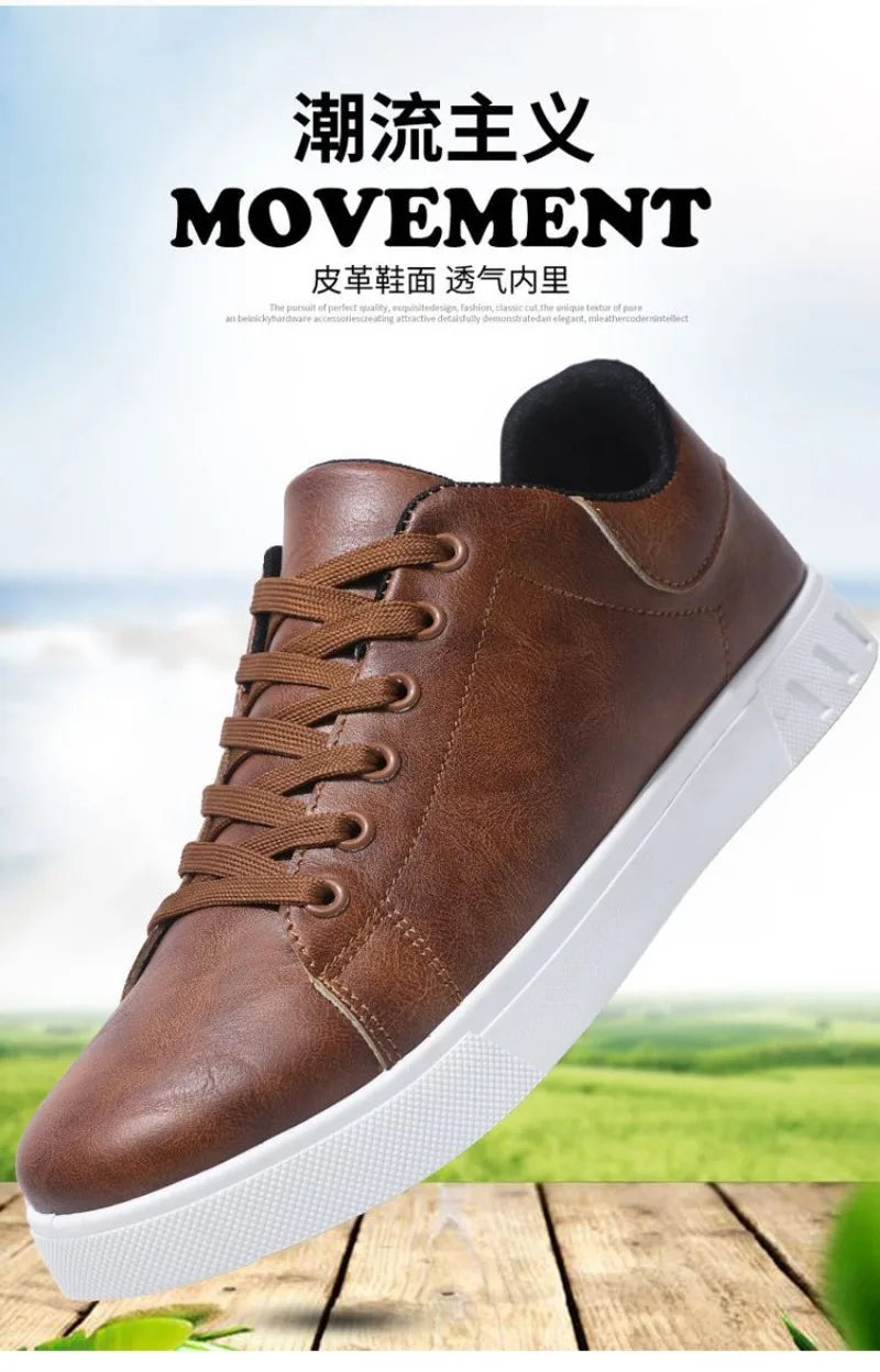 2025 Spring Classic Men Leather Casual Shoes Cross-border Hot Sale Versatile Man Sneakers Loafers Fashion Large Size Board Shoes